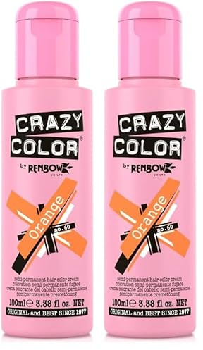 Renbow Crazy Color Semi Permanent Hair Color Cream Orange No.60 100ml (Pack of 2)