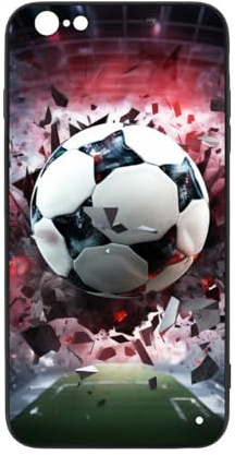 CRIVOTA Hülle Für iPhone 6/6S - Ganz Neues Fußball-Design, Glas-Rückseite + TPU, Natürliches Gefühl, Perfekte Passform, Militärstandard Getestet, Handyhüllen Für Männer Frauen