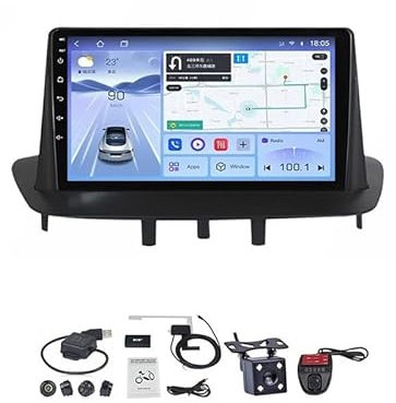 GaiHLi Android 10 Radio De Coche 9 Pulgadas Pantalla Táctil Reproductor De Mirror Link para Renault Megane 3 2008-2014 Coche Conecta Y Reproduce Coche Audio FM/Am/RDS Video SWC Cámara Trasera