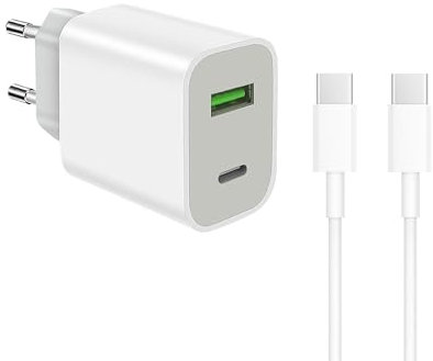 20W USB C Ladegerät mit Kabel 1.2M, Schnellladegerät Netzteil Adapter Stecker, Ladestecker USB-Schnellladenetzteil USB-C Charger Netzstecker für iPhone 16 15 14 13 12 11 iPad Samsung Galaxy Weiß