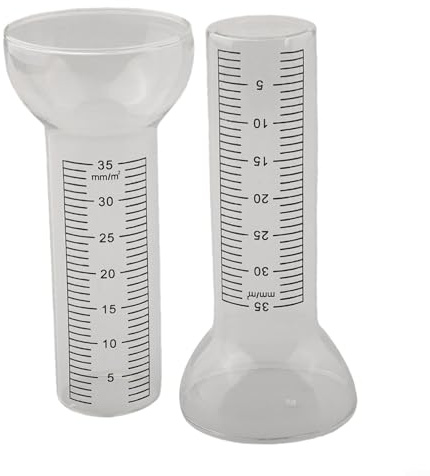 Regenmesser, 2 Stück, Glas-Regenmesser, Ersatz, mit klarer Skala und D, wetterfest, 4,5 cm x 17 cm
