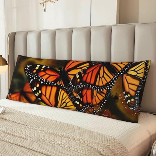 Monarch-Schmetterling-Kissenbezug, 50,8 x 137,2 cm, Mikrofaser, weich und atmungsaktiv, kühlend, voller langer Kissenbezug, Geschenke für Damen und Herren