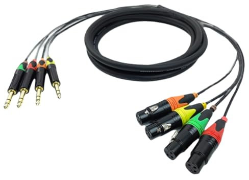 Fangxuee Cables de 4 Canales TRS A XLR de 1/4 de Pulgada, Conector Jack de 6,35 mm, Audio Estéreo, Línea Balanceada A XLR, Cables de Micrófono de 300 cm