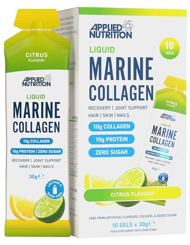 Applied Nutrition Liquid Marine Collagen Gel | 10g Collagen + Vitamin C | Ready-to-Use Beauty Gel | Sugar-Free | Citrus | 10 x 30g Sachets