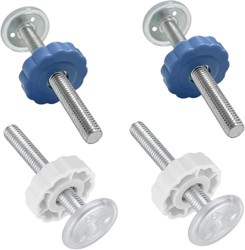 Stair Gate Pressure Fit Spares Set – 4 Pack 10mm Threaded Spindle Rods with Wall Protectors, Replacement Fixing Screws for Baby Safety Gates, Pressure Mounted Gate Accessories