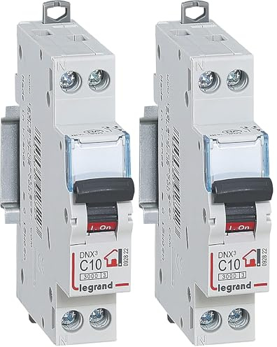 Legrand - Disjoncteur Phase + Neutre - 10A - bornes à vis - 1 module (Lot de 2)