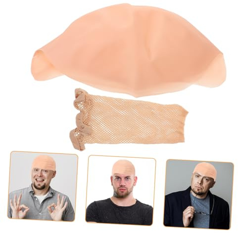 Healeved Latex Glatzenkappe Satz Einheitsgröße Langlebige Make Up Perückenhaube Unisex Cosplay Party Zubehör Realistische Kopfbedeckung für Bühnenauftritte