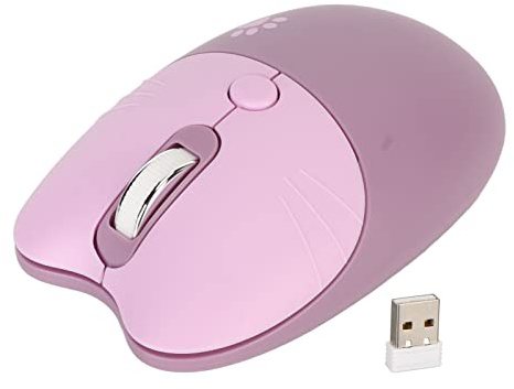 lvifloae 2,4 G Simpatico Gatto A Forma Wireless Silenzioso Mouse A 3 Velocità Dpi Mouse Wireless Regolabile Con Ricevitore Usb Portatile Per Laptop, Pc Desktop, Tablet (Viola)