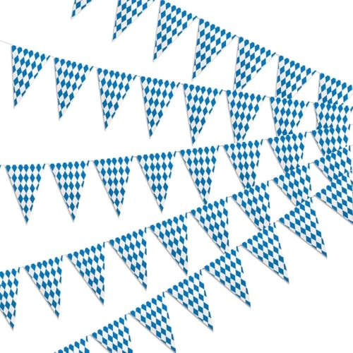 GGUFAY Banderines para Oktoberfest, Bávaros con 20 banderas para decoración de fiestas Banderas Oktoberfest, Reutilizables, Impermeables, Triangulares, Ideales para Decorar Fiestas de cumpleaños
