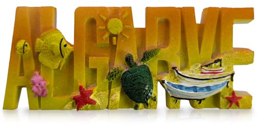 Algarve Portugal 3D Fridge Magnet Souvenir Collectible Featuring Ocean Theme, Boat, Sun & “ALGARVE” Lettering Travel Gift (8.6×3.5×1.5 cm)