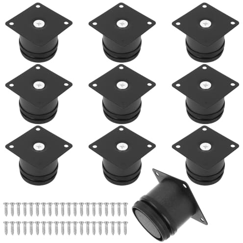 But the cow 10 Pcs 5cmPatas para Muebles Regulables, Patas Regulables para Muebles de Acero INOX, Pies Niveladores Ajustables 0-10mm para Mesa Sillas Sofá Escritorios Cama, Negro, con 40 Tornillos