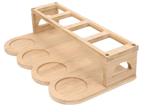 PRETYZOOM Wooden Oil Bottle Rack Kitchen Bottle Holder Stand for Home Use | Khaki Finish, Space Saving Design, Multi-use Storage for Kitchen and Household Organisation