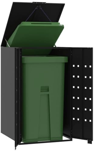 Canditree Cache Poubelle Exterieur Métal Abri pour 1 Poubelle 120 L/240L | Rangement de Poubelle à roulettes pour Jardin Terrasse