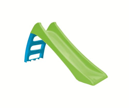 Sport1 scivolo per bambini 3 gradini con innesto per acqua. Scivolo da giardino per bambini da 1 a 3 anni super resistente. Scivolo per bambini da casa in plastica 116x36x62.5cm. Colore Verde/azzurro.