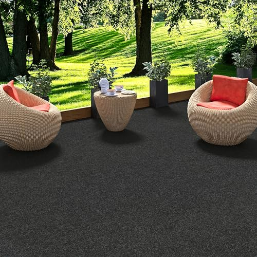 exteriortrend Kingston - Tapis Type Gazon Artificiel - pour Jardin, terrasse, Balcon - Anthracite 13 Tailles Disponibles