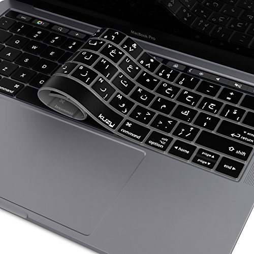Kuzy - Keyboard Cover for NEWEST MacBook Pro with Touch Bar 13 or 15 (A1989 A1990 & A1706 A1707) Release 2018 2017 2016 Silicone Skin - Arabic/English