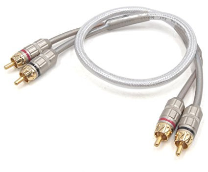 sourcing map 50cm Cobre Cable Audio Estereo para Vehículo Macho a Macho RCA Conector