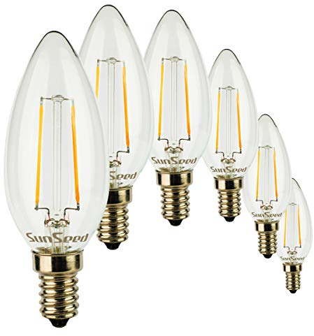 SUNSEED 6x Glühfaden LED Kerze Lampe E14 2W ersetzt 25W Warmweiß 2700K