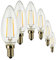 SUNSEED 6x Glühfaden LED Kerze Lampe E14 2W ersetzt 25W Warmweiß 2700K
