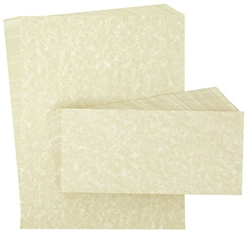 Briefpapier mit Briefumschlägen, cremefarben, Vintage-Stil, Antik-Optik, doppelseitig, Parchtone Vintage Scrapbook-Papier, druckerfreundlich, 21,6 x 27,9 cm, 48 Stück