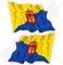 GRAN CANARIA Wehende Flagge Kanarische Inseln Spanien, Kanarische Inseln, Spanisch 75mm Auto & Motorrad Aufkleber, x2 Vinyl Stickers (Links - Rechts)