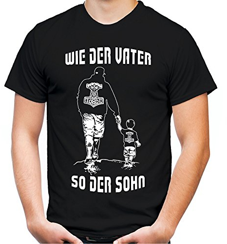 Wie der Vater so der Sohn Männer und Herren T-Shirt | Fussball Sport Papa Vatertag Logo | Dortmund (Schwarz, XL)