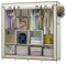 UDEAR Tragbarer Schrank, großer Kleiderschrank, Kleider-Organizer mit 6 Ablageflächen, 4 Hängetaschen, 4 Seitentaschen, Beige