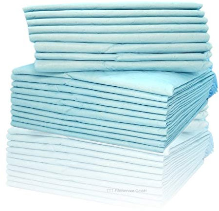 Inkontinenzunterlagen 40 x 60cm Einmalunterlagen Wickelunterlagen Tierunterlagen 6-lagige saugstarke Einmal-Krankenunterlage aus Zellstoff Farbe: blau/weiß von Cardiocell (100)