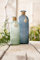 Dekoleidenschaft 2X Dekovase Maritim aus satiniertem Glas, blau & grün, Flaschenvase dekoriert mit Seestern & Muschel, Blumenvase, Glasflasche