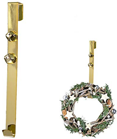 30cm Wreath Hanger with 2 Jingle Bells - Gold