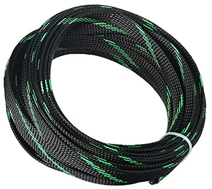 Othmro 10m Cable Tidy Sleeve, Diameter 12mm, Braided Cable Management Protector, Cable Organizers Wire Tidy Tube for Desk TV PC, 1 Pc Black and Green