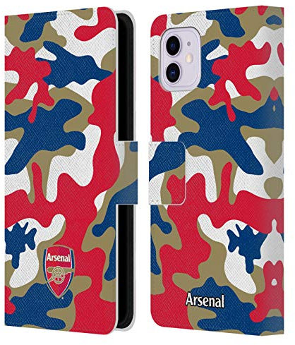 Head Case Designs Officially Licensed Arsenal FC Camouflage Crest Patterns Leather Book Wallet Case Cover Compatible With Apple iPhone 11