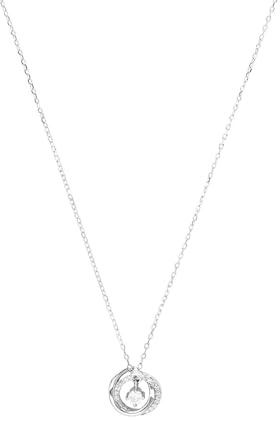 Amor Kette mit Anhänger 925 Sterling Silber Damen Halsschmuck, mit Zirkonia synth., 42+3 cm, Silber, Kommt in Schmuck Geschenk Box, 2026238
