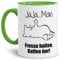 Tasse mit Spruch - Nö-Katze Ja Ja Moin - lustige Tasse für die Arbeit/Bürotasse/freche Tasse mit Katze/Geschenkidee lustig - Innen & Henkel Hellgrün