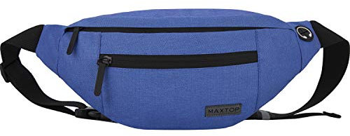 MAXTOP Bauchtasche Gürteltasche für Damen und Herren Hüfttasche Outdoor Groß Handytasche Sport Wasserdicht Laufgürtel Umhängetasche Geldgürtel für Camping Wandern Fitness Fahrrad Geschenke Blau-l