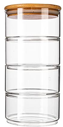 Tomaibaby Glas Kaffeedose Keksdosen Stapelbar 4 Tier Runde Lagerung Container Lebensmittel Kanister Mit Deckel Gewürz Flaschen Snack Organizer