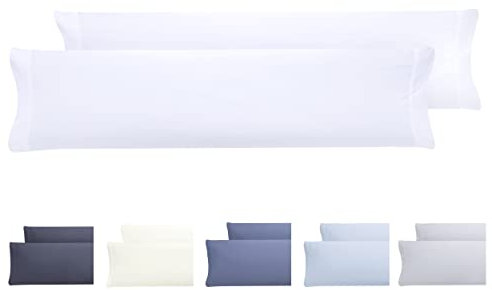 Todocama 2 Kissenbezüge, extra weich, hypoallergen, Set mit 2 Kissenbezügen, 135 x 40 cm, Weiß
