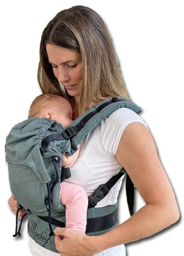 Regolo Baby Monkey Marsupio neonato ergonomico, porta bebe, Essential Verde, zaino porta bambino e neonato (0-24 mesi)