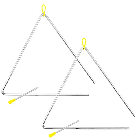 Tiger TRI28-2-MT 12 Samba Triangle Instruments - Pack of 2 | Heavy-duty Steel Triangles with Metal Strikers - Ideal for School, Band or Home Use