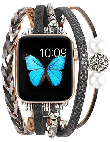 VeveXiao Compatible avec Apple Watch Series 7 Bracelet 41mm 45mm, Bracelet en Acier Inoxydable pour Femme Bracelet de Remplacement pour iWatch 40mm 44mm 38mm 42mm Série 7, SE, Série 6/5/4/3/2/1