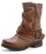 Damen Stiefeletten Biker Boots - Stiefel mit Nieten Schuhe Blockabsatz - Bequeme Herbst Winter Frauen Schuhe Schnallen – ST04 (Camel 39)