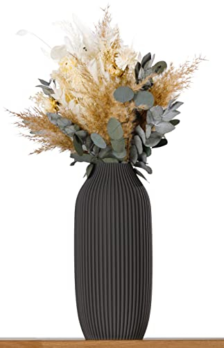 3D Vase Dekovase Stella L 30cm Bodenvase Dunkelgrau Deko Vase Pampasgras Trockenblumen