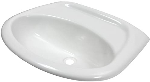 Mobiletto per lavabo, camper, roulotte, campeggio, barca, 450 mm x 345 mm x 150 mm, ovale, bianco