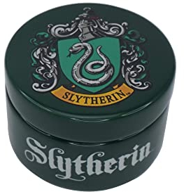 Harry Potter Keramik-Schmuckkästchen, rund, Slytherin, Schmuckkästchen mit Deckel, 6 cm Dekor, Slytherin-Geschenke