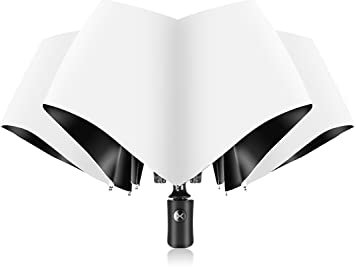 XIXVON Paraguas SE (8 Varillas, Blanco) | UPF 50+ 99% De ProteccióN UV, Liviano, AutomáTico, A Prueba De Viento, PortáTil | Paraguas Plegable Compacto