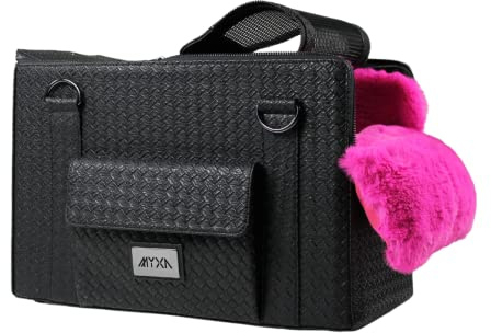 MYXA Classi Hundetasche Hundetragetasche Flugtasche mit abnehmbaren Dachnetz (Pink Diamant, inkl. Außenfach)
