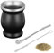 SVUPUE Yerba Mate Cup, Yerba Mate,Double-Wall Yerba Tea Set, Yerba Cup, with Straw Spoon and Cleaning Brush, for Yerba Mate Drink, Coffee, Milk and Juice, Black,8oz