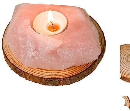 Natürlicher Kristall-Rohstein, unregelmäßiger Rosenquarz, rauer Kerzenständer, klarer Quarz, rauchfreie Kerze, Heimdekoration (Color : Rose Quartz, Size : 1Pc)