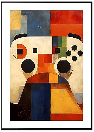 MJ-Graphics | Poster Controller in modern & abstrakt Picasso Stil | Gamingzimmer & Schlafzimmer | Din A3 Qualitätsdruck | Schönes Bild ohne Rahmen