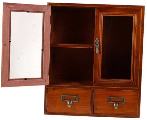 Homoyoyo Wand-speiseschrank Vintage-wandschrank Erste-Hilfe-Schrank Wandmontierter Medizinschrank Mini-vitrine Apothekerschrank Über Dem Mini-aufsatzschrank Holz Kleiner Schrank Hölzern